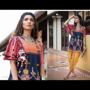 Women Dhoti styles Kediya embroidery tulip set